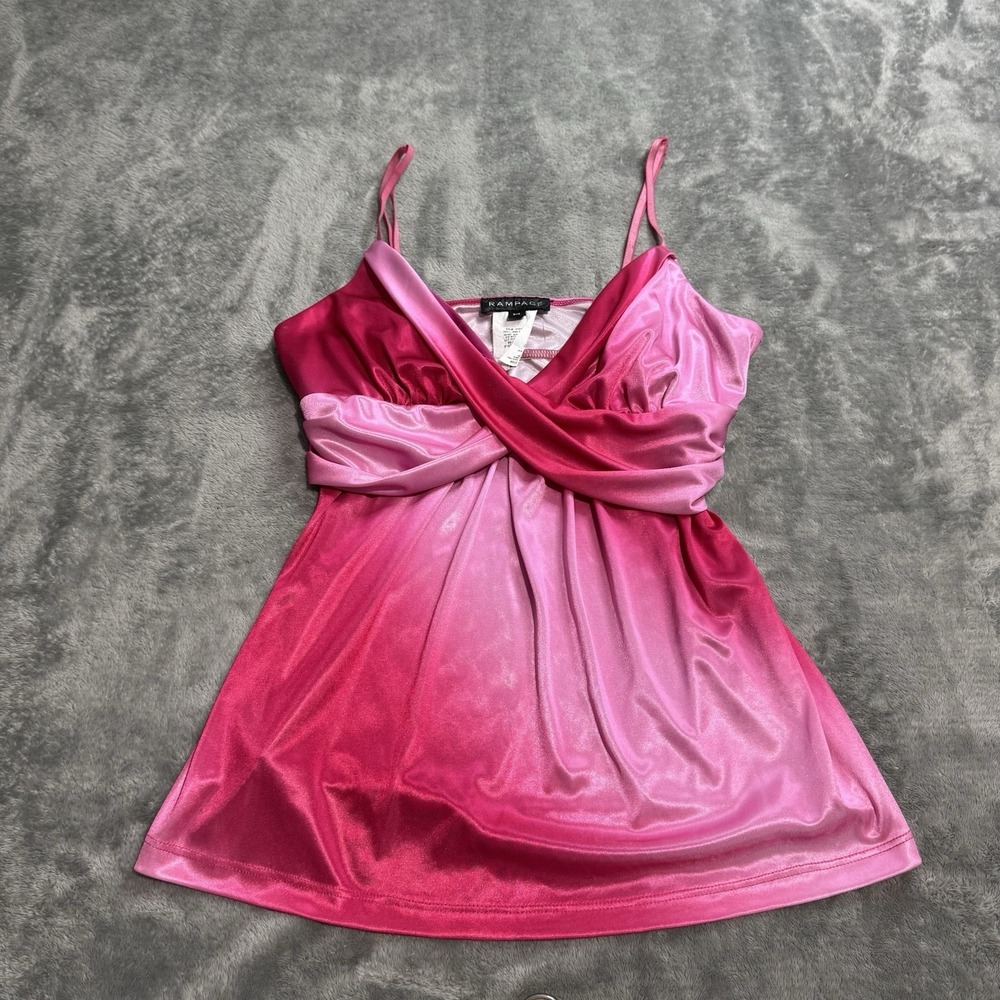 VTG Y2K Rampage Draped Babydoll Tank Top Pink Size M Coquette Twee Indie‎ Retro